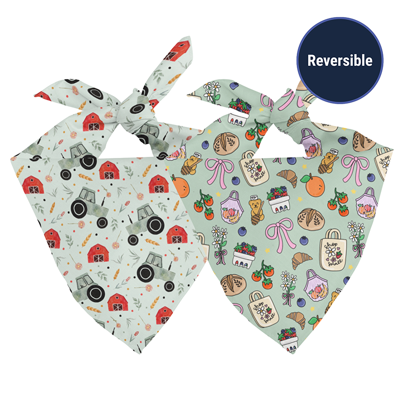 Double Sided Farmers Market Bandana on a white background. 