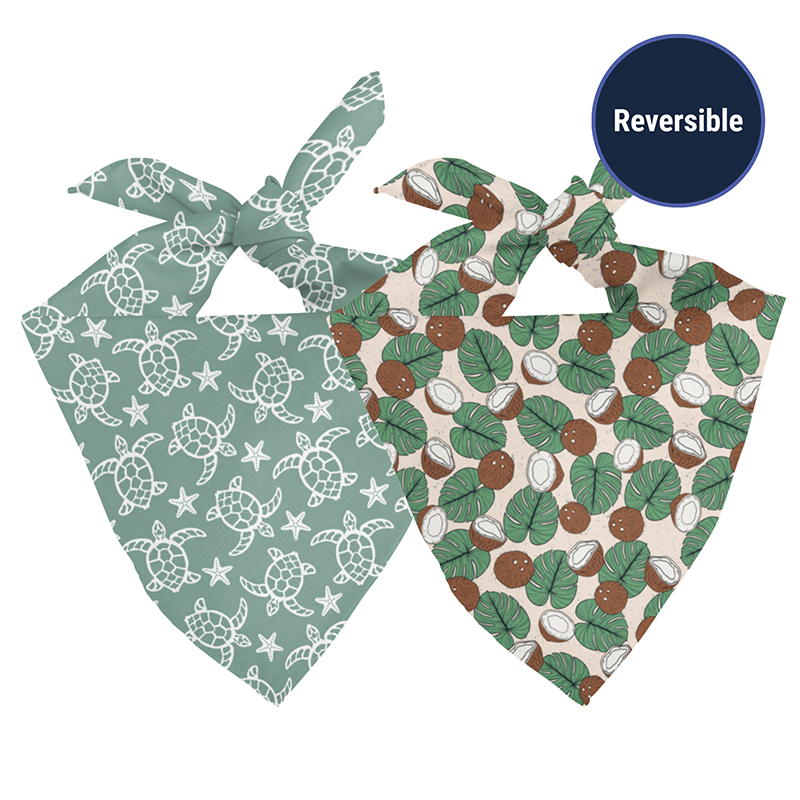 Sea Turtles & Coconuts Dog Bandana Image