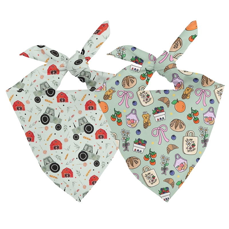Double Sided Farmers Market Bandana on a white background. 