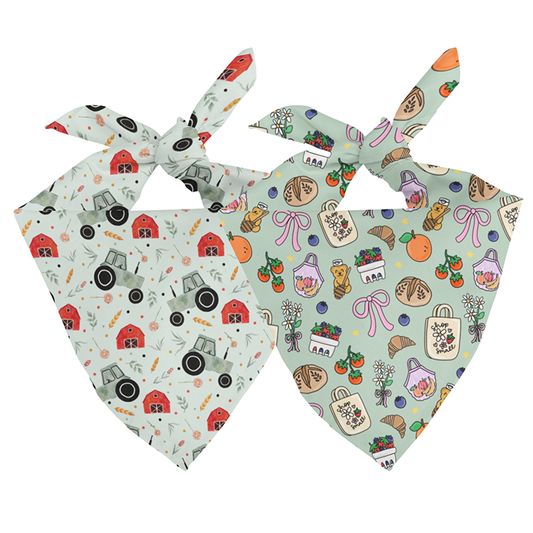 Double Sided Farmers Market Bandana on a white background. 