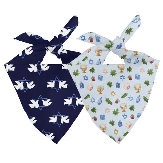 Hanukkah Double Sided Dog Bandana