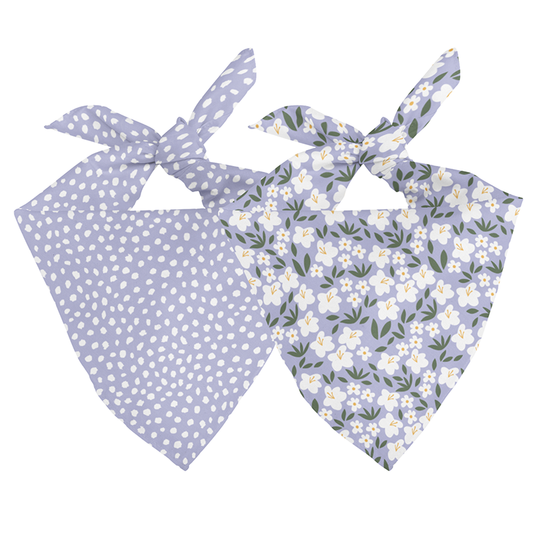 Lavender Floral & Polka Dot Reversible Dog Bandana
