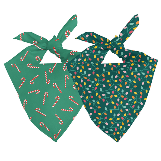 Dog Bandana Co. Lights & Candy Cane Reversible Dog Bandana & Matching Scrunchie Set