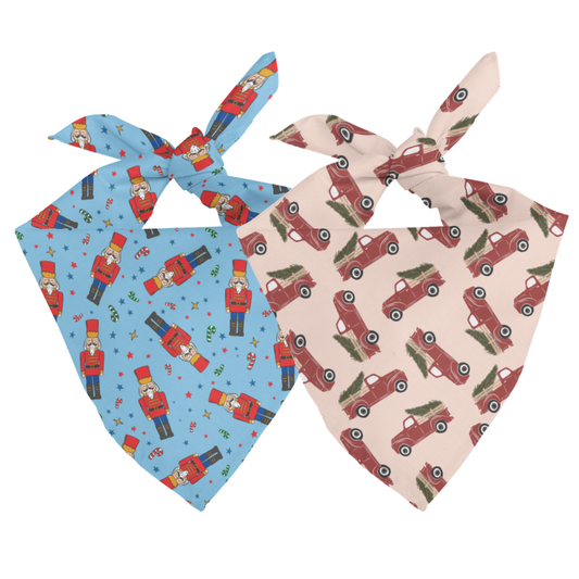 Nutcracker Christmas Print & Red Trucks Holiday Dog Bandana