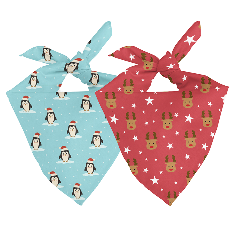 Dog Bandana Co. Reindeer & Penguin Christmas Reversible Dog Bandana