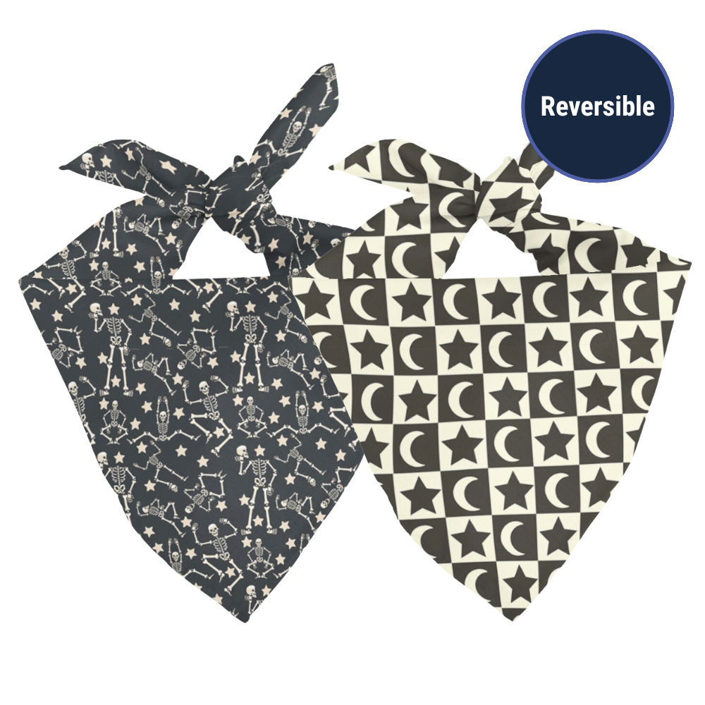 Double sided Halloween bandana on a white background.