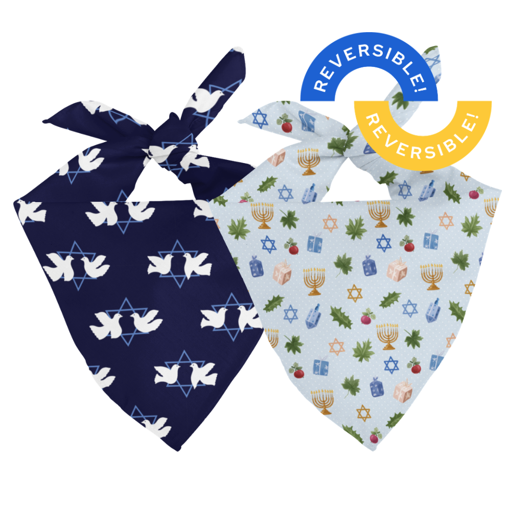 Hanukkah Double Sided Dog Bandana