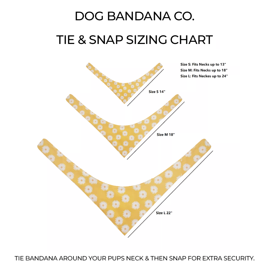 Yellow Daisy Tie & Snap Dog Bandana